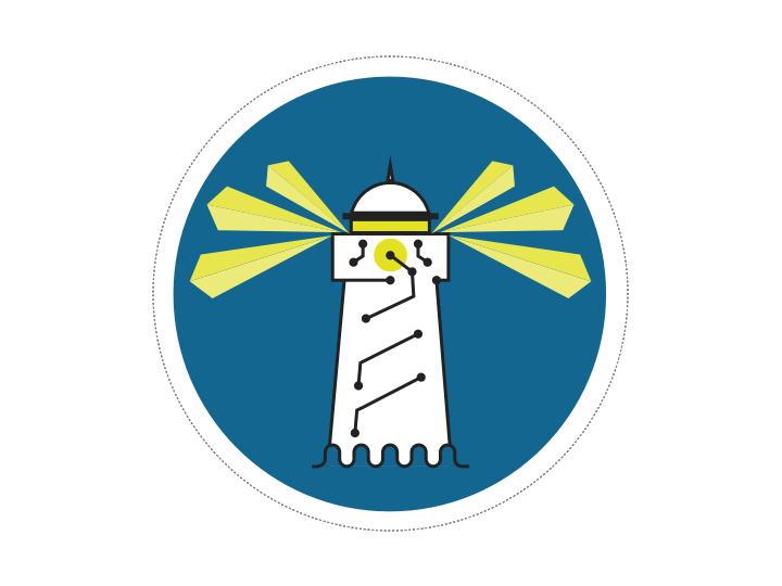 Illustration of a lighthouse with light shining out